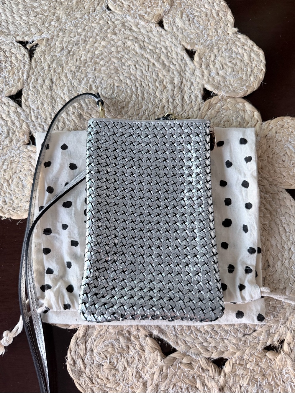 Clare V. Poche in Silver Woven Etoile